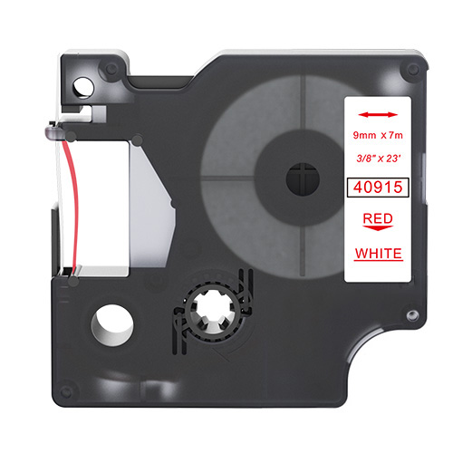 Dymo 40915 kompatibla märkband röd op vit 9mm
