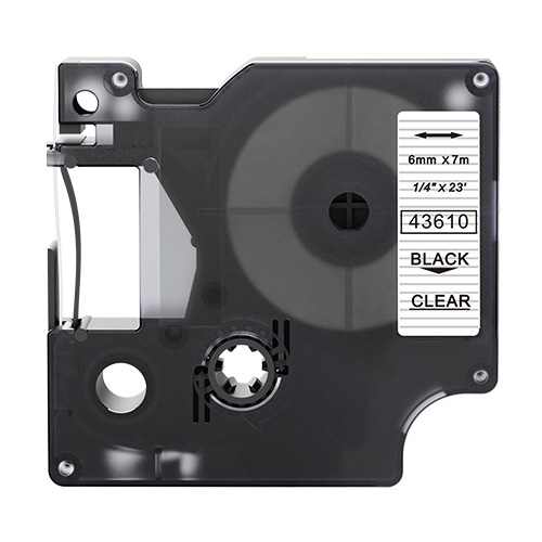 Dymo 43610 kompatibla märkband svart op transparent 6mm
