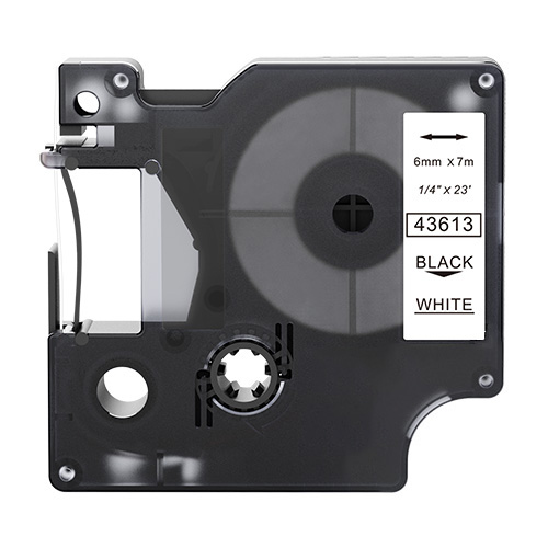 Dymo 43613 kompatibla märkband svart op vit 6mm
