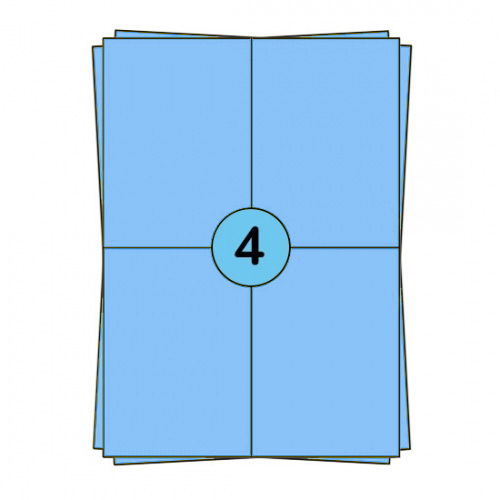 A4 etikettark 104 x 148 mm, blå, 400 etiketter