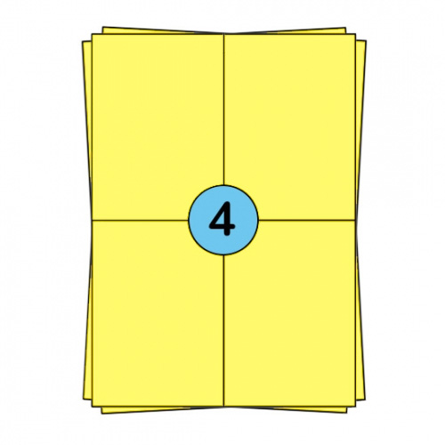 A4 etikettark 104 x 148 mm, gul, 400 etiketter