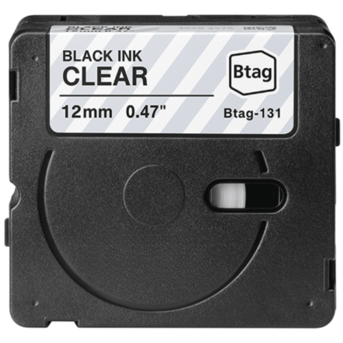 Märktejp kompatibel med Brother Btag-131 svart på transparent 12mm