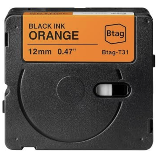 Märktejp kompatibel med Brother Btag-T31 svart på orange 12mm